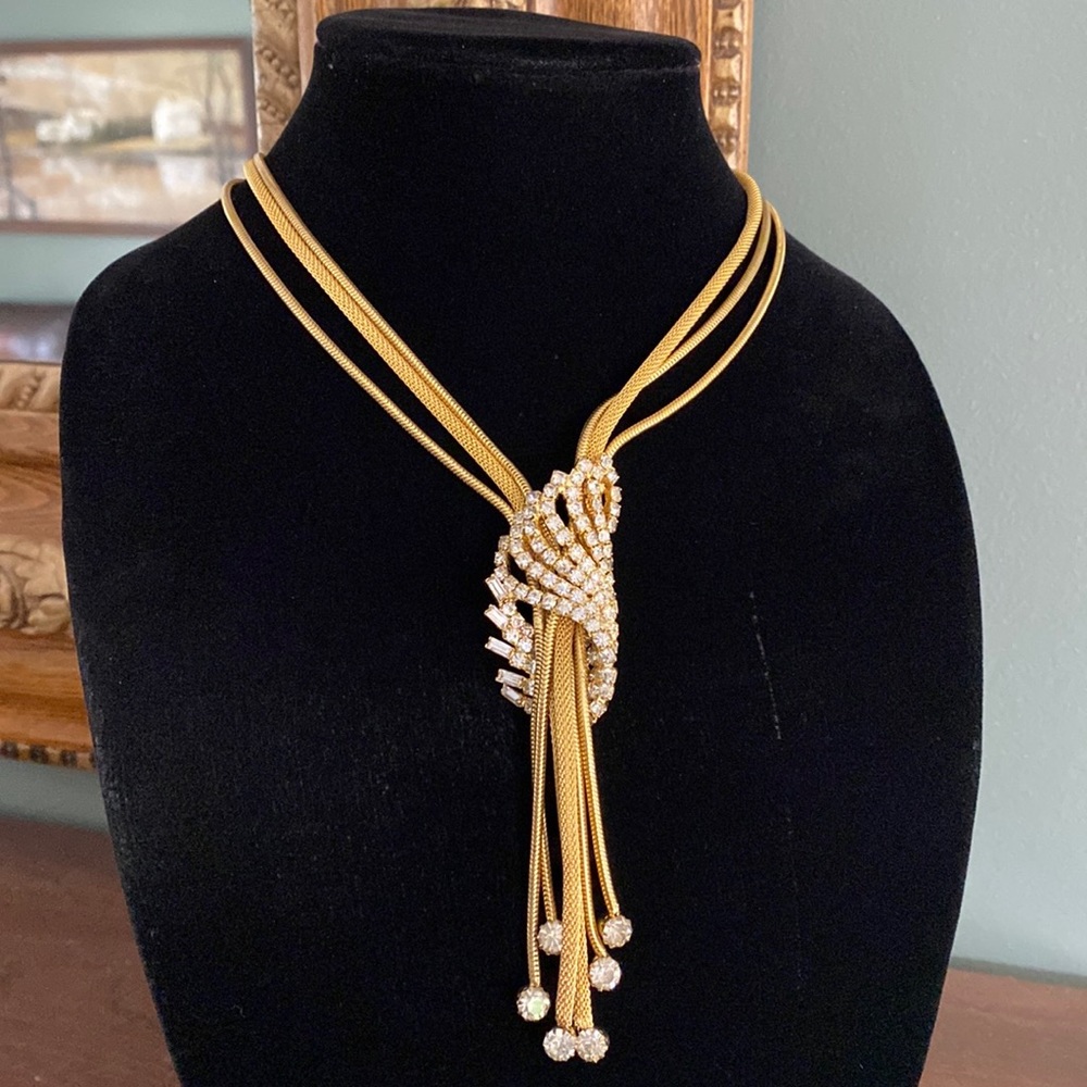 Vintage Lariat Rhinestone Necklace